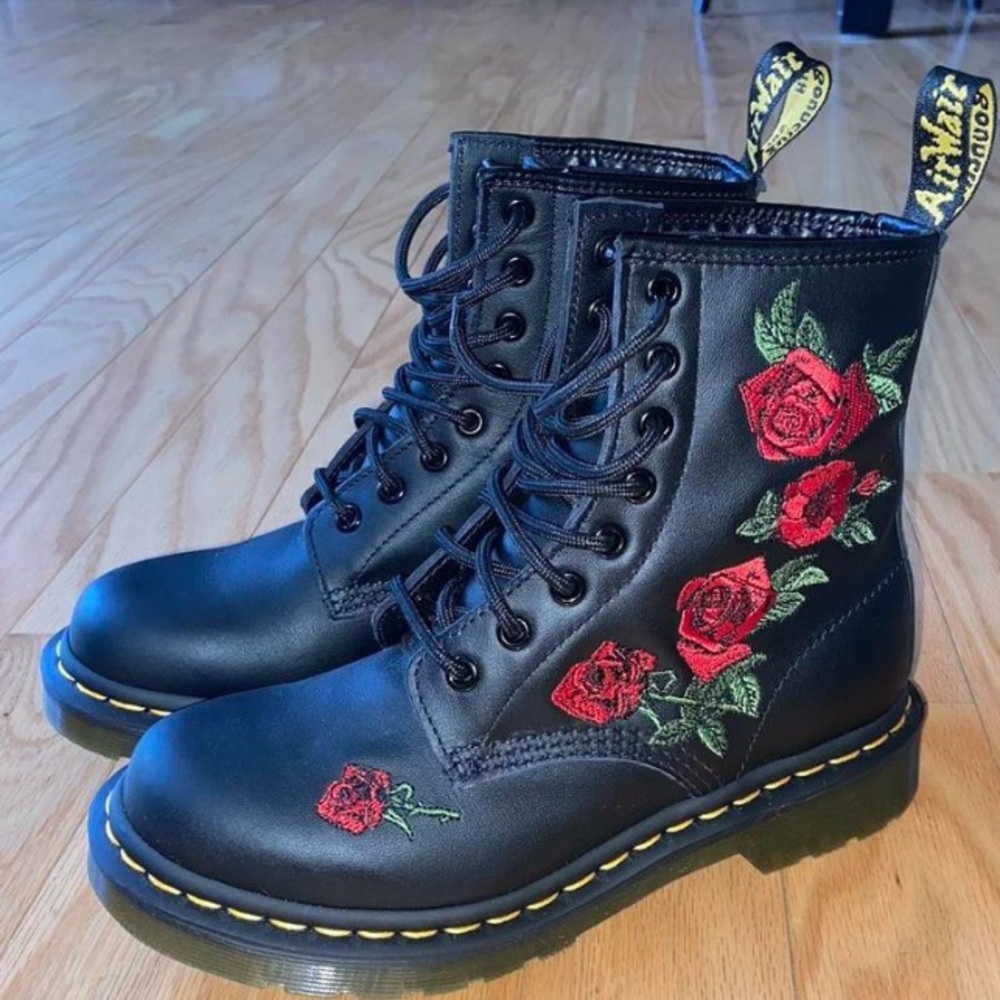 SOLD - 1460 Vonda Floral Leather Lace Up Boots
